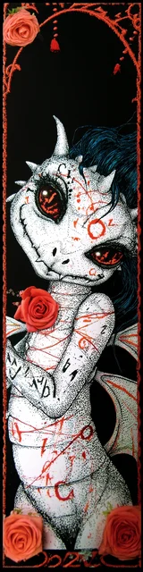 Free dragon bookmark featuring a gritty white dragon